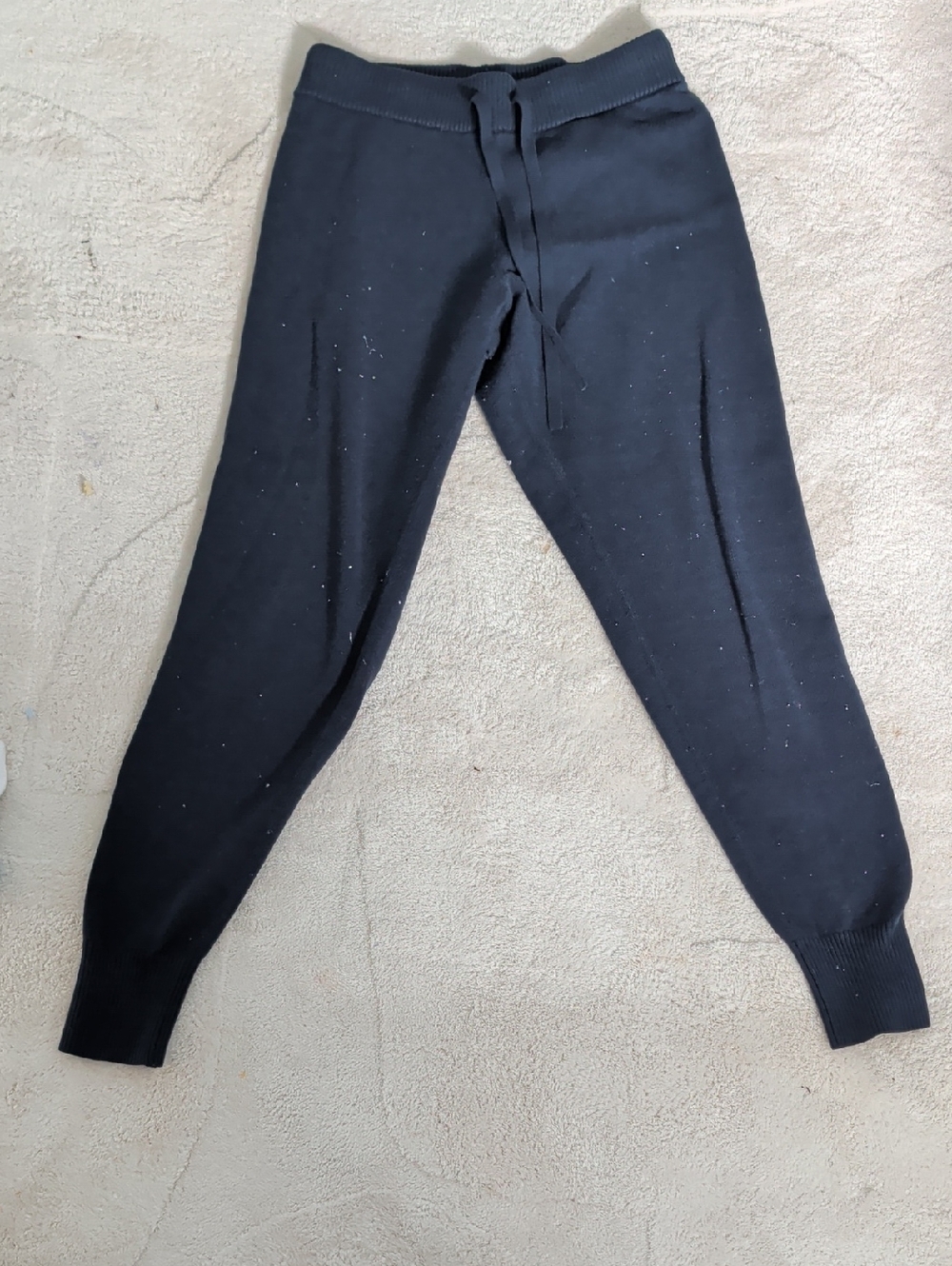 Women's Black Knit Jogger Pants with Drawstring Waist